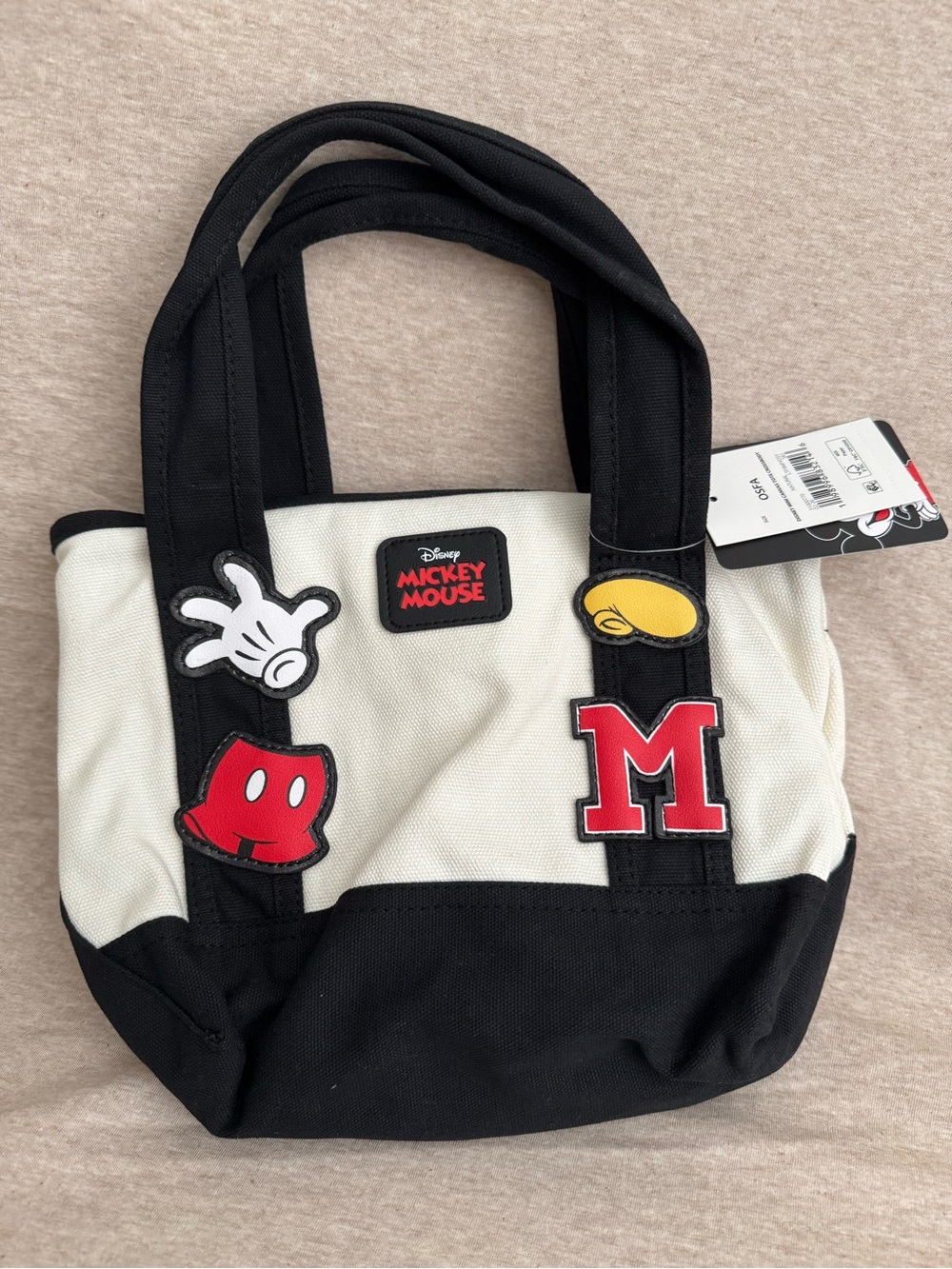 Disney Black & White Mickey Patch Tote with Red Accents - Picture 1 of 6